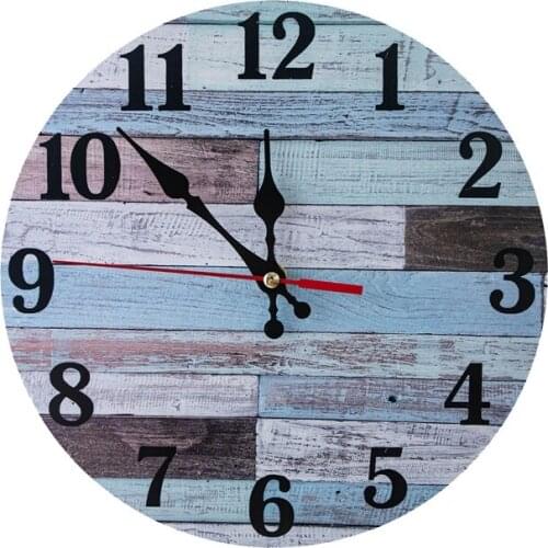 Wooden Wall Clock Silent Non-Ticking , Battery Operated, Vintage Round Rustic Coastal Wall Clocks Decorative 10 Inch
