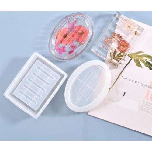 DIY Handmade Soap Box Silicone Mold Soap Dish Tray Resin Casting Mold Epoxy Resin Ring Dish Holders Resin Soap Tray Molds Home