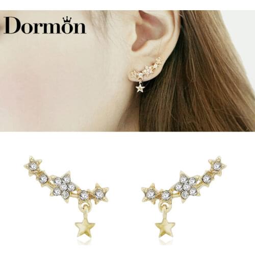 Dormon Free Shipping Crystal Dazzling Dangle Five-pointed Star Stud Earrings For Women Jewelry E452