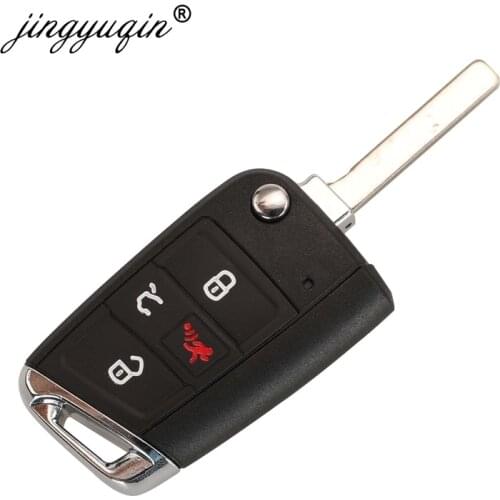 Jinyuqin 5pcs 4 Buttons Flip Car Key Shell for Vw Seat Ibiza Skoda Superb Golf Mk7 Passat B8 Tiguan allspace Remote Key Case