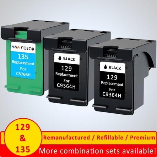 Xiangyu 3 Pieces 129 135 Ink Cartridges Compatible for HP129 for HP135 C4140 C4170 C4173 C4175 C4180 C4190 5943 6943 D4163 2575