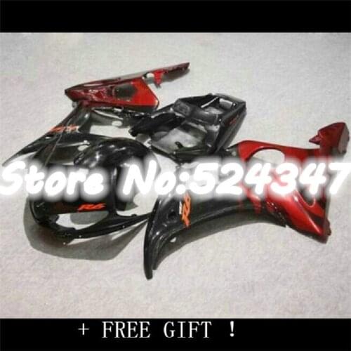 Motorcycle Fairing Kit for YZF R6 2003 2004 2005 YAMAHA YZFR6 03 04 05 YZF600 ABS Red flames black Fairings set