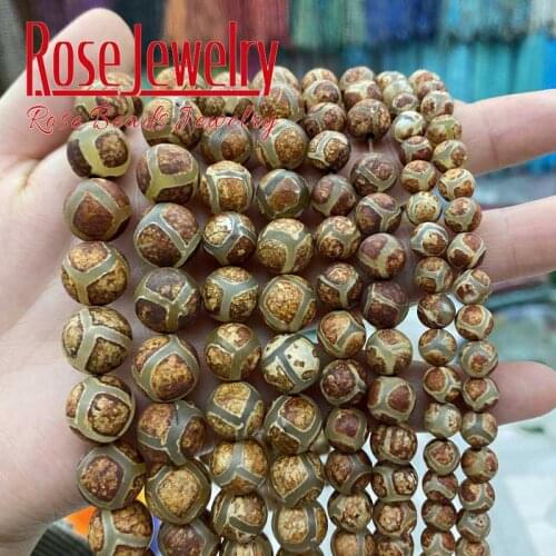 Brown Tibetan Mystical Old Onyx Spherical Beads Natural Stone Round Beads For Making Jewelry DIY Bracelet 15"strand 6 8 10 12mm