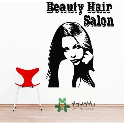 Beauty Hair Salon Woman Pattern Art Wall Sticker Wall Decals Home Room Modern Wall Stickers Fashion Beautiful Wallpaper T-7