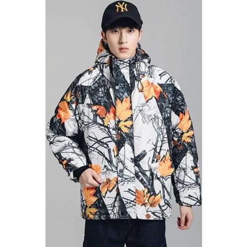 VERSMA Korean Harajuku Maple Leaf Printed Couple Jacket Coat Parka Men Winter Thick Warm Russian Youth Parkas Men Dropshipping
