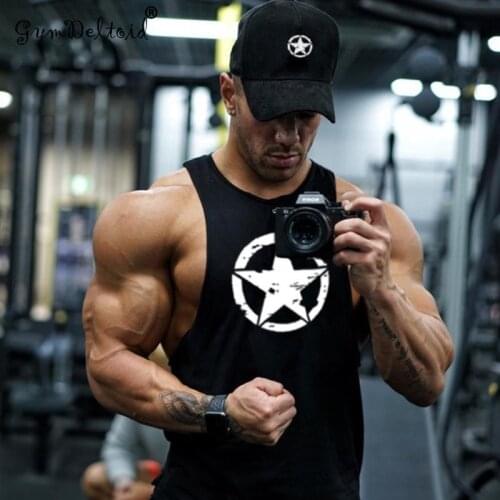2019 GYM New fashion cotton sleeveless shirts tank top men Fitness shirt mens singlet Bodybuilding workout gym vest fitness men