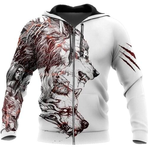 Tattoo Wolf 3D All Over Printed Mens hoodies Harajuku Streetwear Fashion Hoodie Unisex Autumn Jacket Tracksuits Drop shipping