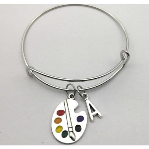 2020 NEW Painters Tools-Palette & Brush Bracelet Personalizeds Letter A-Z Creative Pendant Artboard Bracelet DIY Fit Hand