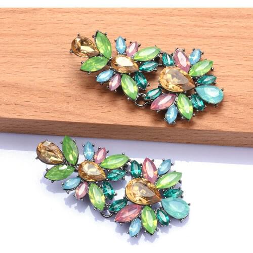 New Design Long Geometric Metal Colorful Crystal Drop Earrings High-Quality Rhinestones Jewelry Accessories For Women Wholesale
