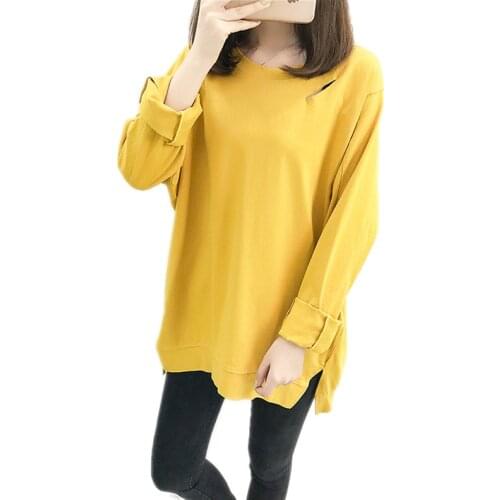 Long Sleeve Autumn Winter Short T-Shirts 2018 O-Neck Fashion Holes Female Tops Pullovers Thin Women Casual Solid T-Shirts Q532