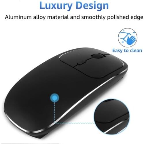 Rechargeable Wireless Mouse Metal 2.4G Noiseless Silent Click Wireless Optical Mouse With USB Receiver For Laptop Compatible Yw