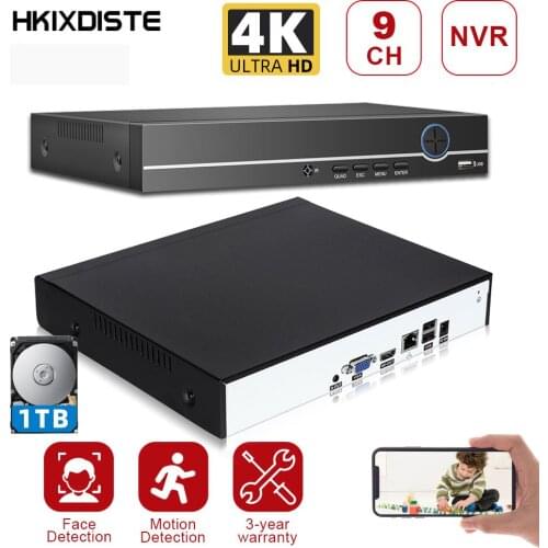 4K CCTV 8CH 9CH NVR H.265+ Network Video Recorder 9 Channel 8.0MP NVR HDMI Output Support Onvif / Cloud App mobile monitoring