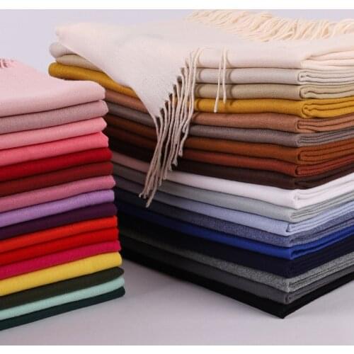 Luxury Solid Women Scarf Winter Cashmere Pashmina Shawls Warm Lady Blanket Wraps Bufanda Scarves Tassel Neck Echarpe 2021