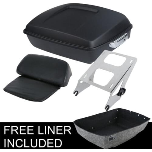 Motorcycle 10.7" Chopped Pack Trunk Razor Backrest +Rack For Harley Tour Pak Touring Electra Road King Street Glide 14-20
