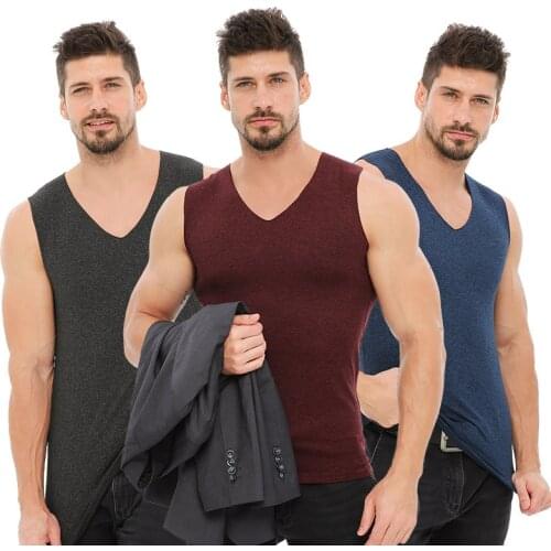 New Autumn Winter Men Undershirts Thin Style Thermal Underwear Mens V Neck Sleeveless Shirt Mens Vest Tops chaleco hombre MY301
