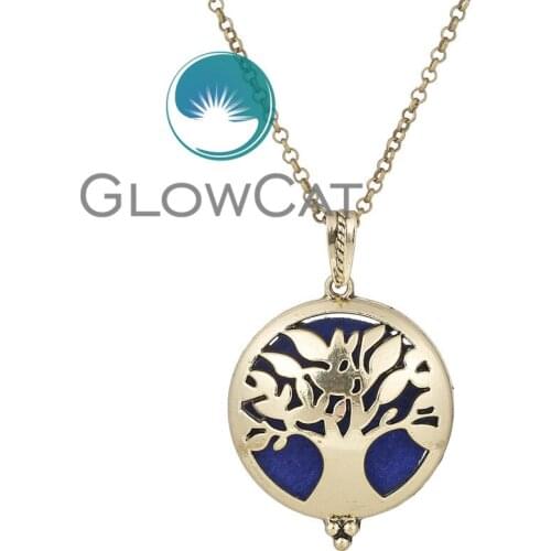 VB1274 Vintage Bronze Aroma Diffuser Life Tree Vintage Lockets Pendant Perfume Essential Oil Aromatherapy Locket Necklace