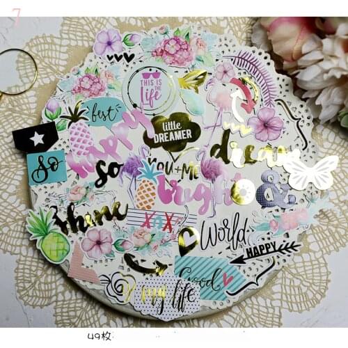 ZFPARTY 49pcs My Life Cardstock Die Cut Stickers for Scrapbooking Happy Planner/Card Making/Journaling Project