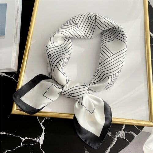 Summer Women Bandana Silk Square Scarf Print Small Neck Hairband Shawl Fashion Lady Wraps Female Kerchief Scarves 2021 New