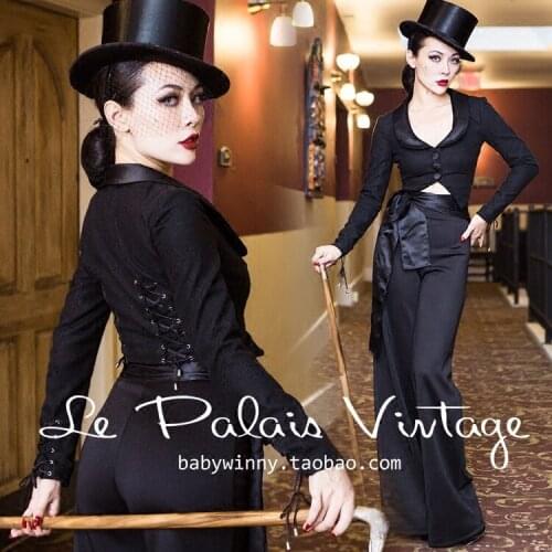 35- vintage 50s women winter wool bandage shot fit coat in black blazer pinup plus size crop tops jacket