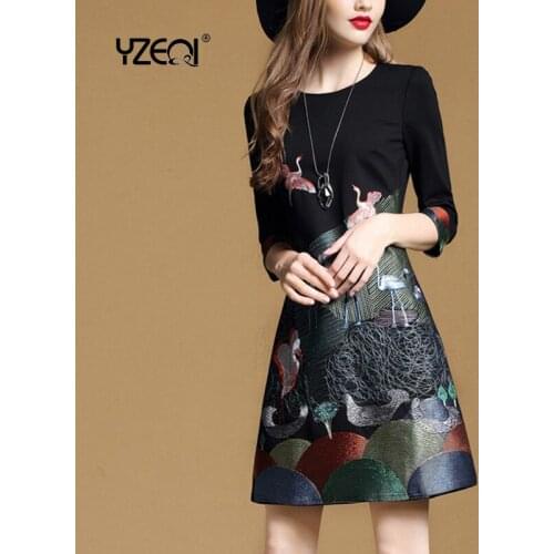 Yzeqi Black Dress Women Plus Size 3xl Embroidery Elegant 2020 Girl Vintage Party Dresses Female Retro Spring Feminino Vestidos