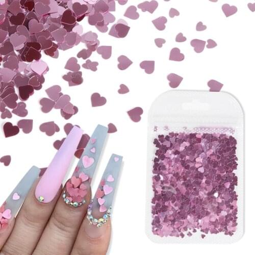 Pink Red Love Heart Sequin Nail Spangles Nails Stickers Art DIY Flake Manicure Decorations Shine Slice 3D Nails Accessories