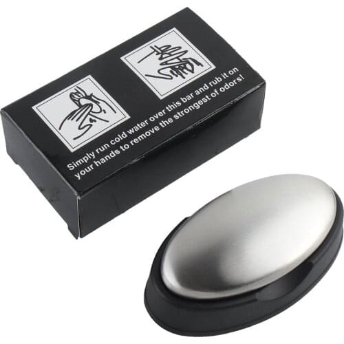 1Pcs Oval Stainless Steel Soap Odor Remover Chef Garlic Onion Fish Smell Kitchen Bar Odor Eliminating Tools Durable Special Soap