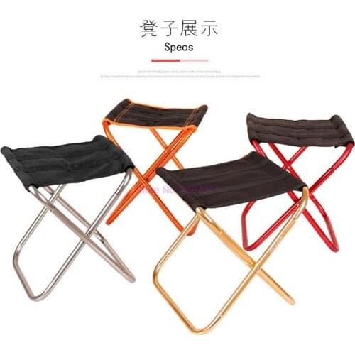 100pcs Aluminum Alloy Outdoor Folding Stool Fishing Chair Maza Beach Chair Portable Camping Barbecue Stool Train Stool