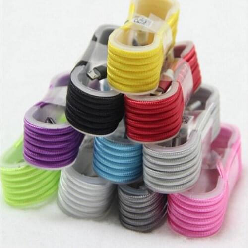 200pcs/lot 1.5M 5FT Colorful Aluminum Alloy Fabric Braided Nylon Micro V8 Usb Cable for samsung s3 s4 s6 s7 blackberry htc lg