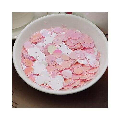 360pcs Large Round Sequins 20mm PVC Sequin Flat Round Paillette Hologram Sequins Decoration With Side Hole Pink AB Confetti