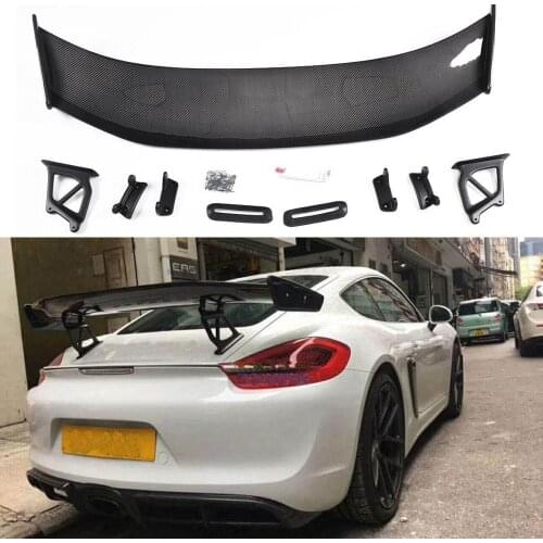 Car Racing Rear Spoiler Wing Lip for Porsche Cayman Boxster 981 GT4 Black Carbon Fiber Styling