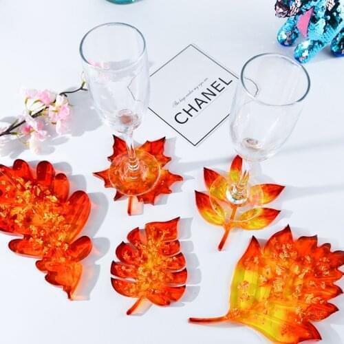 DIY Large Leaf Resin Tray Molds Maple Palm Coaster Resin Mold Silicone Epoxy Silicon Molds Cup Holder Mold Resin Craft Keychain