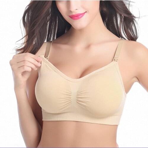 Maternity Nursing Bra Wire Free Push Up Pregnant Women Sports Tank Bras B C D E Plus Size Breast Feeding Underwear Bra 5Colors