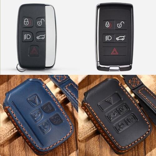 KEYYOU For Land Rover Sport Discovery 4 5 For Jaguar XE XF XJ F-PACE F-TYPE Leather Car Key Case Fob Protection Remote Cover Bag