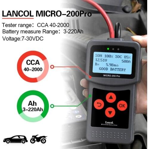 MICRO-200PRO 12V 24V 3-220AH Capacity Digital Car System Tool Analyzer Motorcycle Automotivo Battery Tester (Western European)