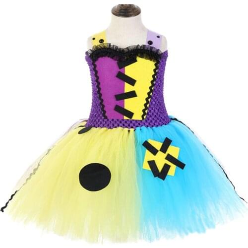 Kids Gown Ghost Pattern Costume Zombie Halloween Party Dress for Girls Sexy Zombie Bride Costume Baby Girls Lace Evening Dresses