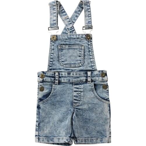 Fashion Toddler Kids Baby Boys Girls Denim Bib Pants Overalls Jean Outfits Sleeveless Denim Shorts Jumpsuit Outfits Summer