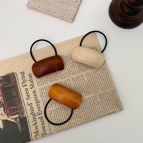 Ins style geometric wooden hair rope lazy French arc hair ring simple and versatile head rope hair accessories braiding tool