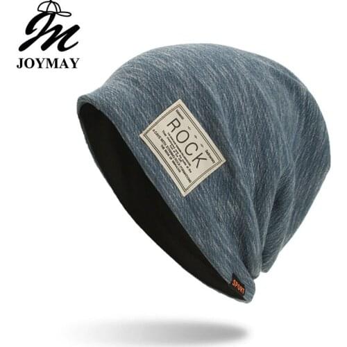 Joymay Winter Autumn Beanies Hat Unisex ROCK label Warm Soft Knitting Cap Hats Touca Gorro Caps For Men Women WM083