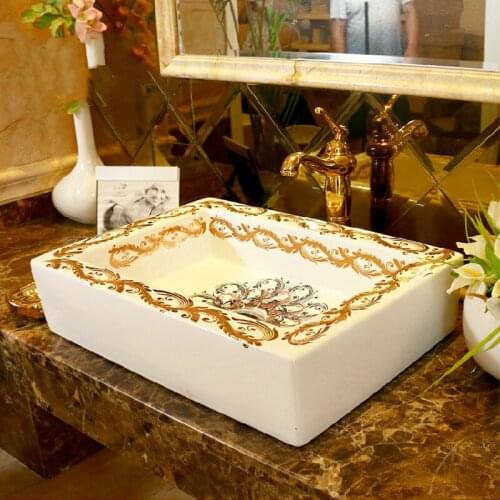 China Artistic Porcelain Handmade Porcelain Lavabo Bathroom Vessel Sinks ceramic wash basin porcelain wash basin rectangular