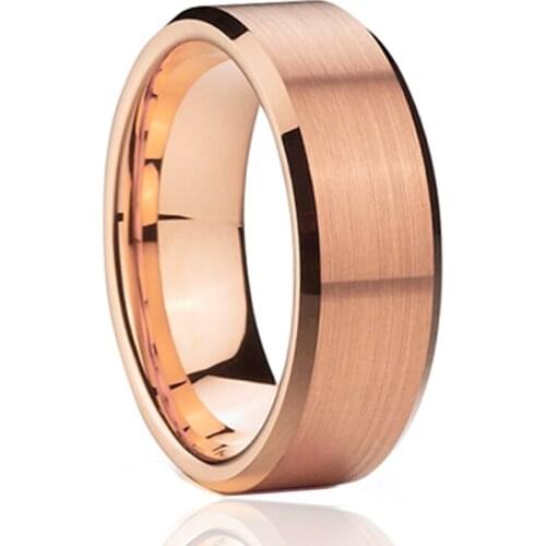 Rose LOVE Alliances Marriage wedding rings for men and women gold filled satin finishes jewelry fashion finger rings for couples