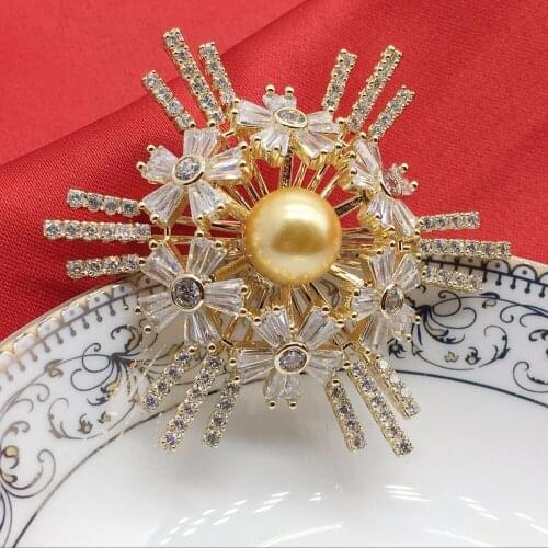 Micro zircon brooch sun flower pearl brooch pendant ladies zircon fluorescent pin women