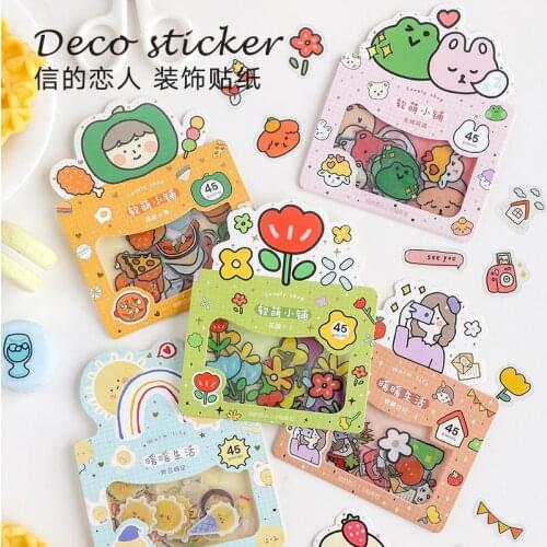 Lovely shop series Journal Decorative PVC Stickers Scrapbooking Stick Label Diary Stationery Album Funny flower Stickers