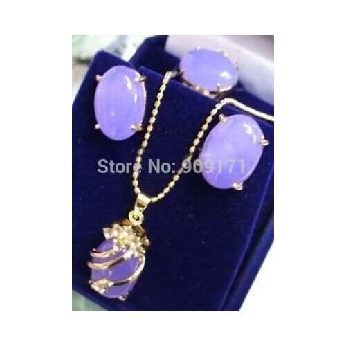 Natural Alexandrite &Crystal pendant earring ring sets