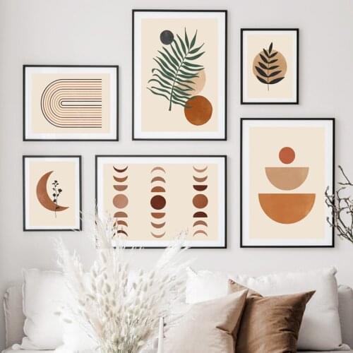 Boho Beige Rainbow Sun Abstract Geometric Wall Art Canvas Painting Nordic Posters And Prints Pictures For Living Room Home Decor