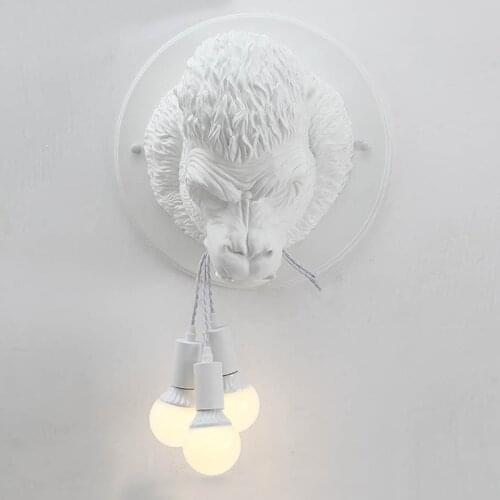 Nordic resin gorilla wall lamp personality creative aisle lamp modern corridor KTV living room bedside Animals monkey wall light