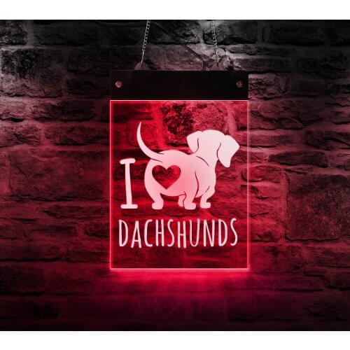 Dachshund LED Wall Lighted Sign Multi Color Changing Hanging Acrylic Board Sausage Dog Wiener-Dog Novelty Lighting Home Decor