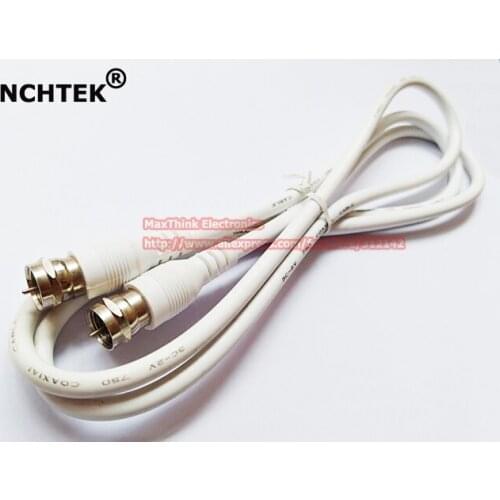 NCHTEK Copper F-Type Male to F-Type Male Connectors RF Cable For LCD TV ,Screw-On White Cable,1.2M/Free shipping/5PCS