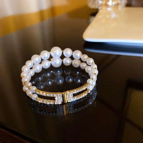 New Super Beauty Pearl Fairy Rhinestone Joker CZ Glistening Woman Lady Bracelet