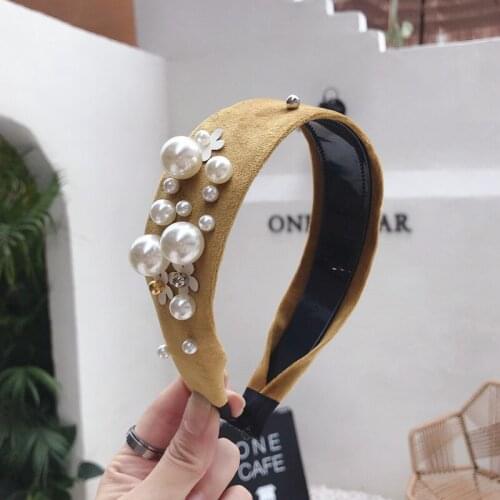 Full drill Lace Big pearls Hair Hoop Headband Hairband for Women Girls Shining Hair Band Hair Accessories 2018 New