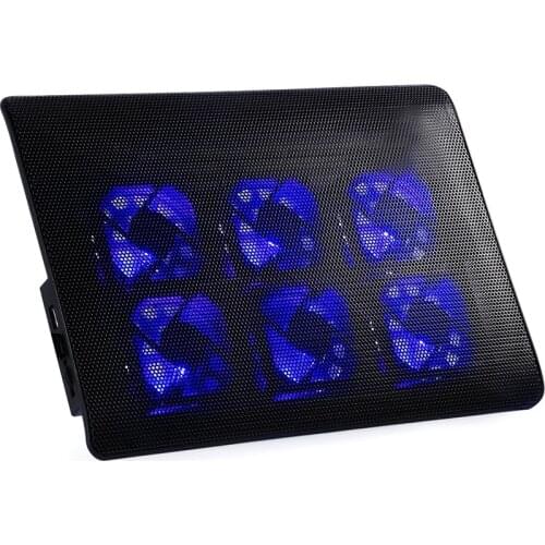 Portable Laptop Cooler With 6 Fans Cooling Pad 2 USB Ports Adjustable Speed Computer Fan Base Plate For Notebook PC JR D